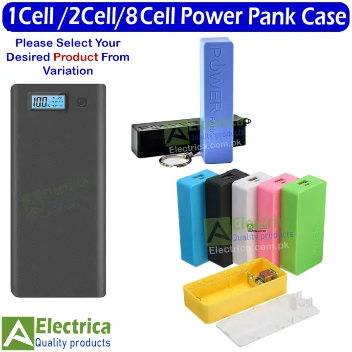 1 Cell / 2 Cell / 8 Cell 18650 Li-ion Cell DIY Power Bank Case (Cell Not Included) By Electrica