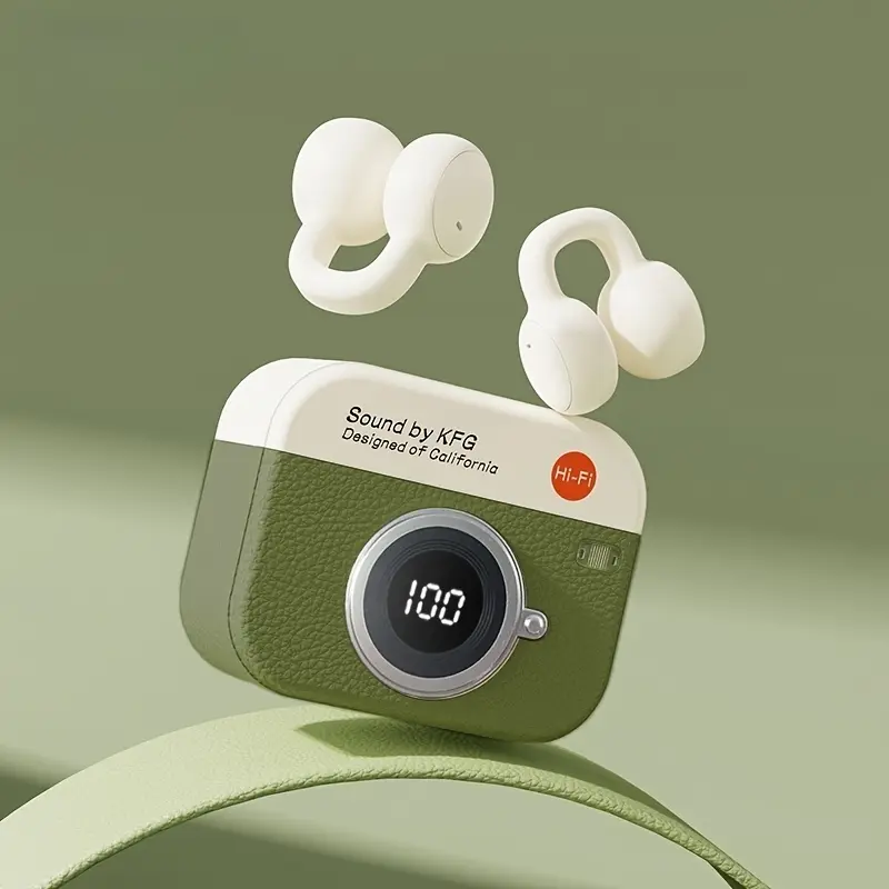 2025 New Style True Wireless Cartoon Camera with Music clip-on Headphones Couples Sports Mini Earbuds Video TWS 9D Hifi Stereo HD Calling Stereo Cortical Earphones for Android for Iphone Music Cellphone Smart Earpieces Headphone