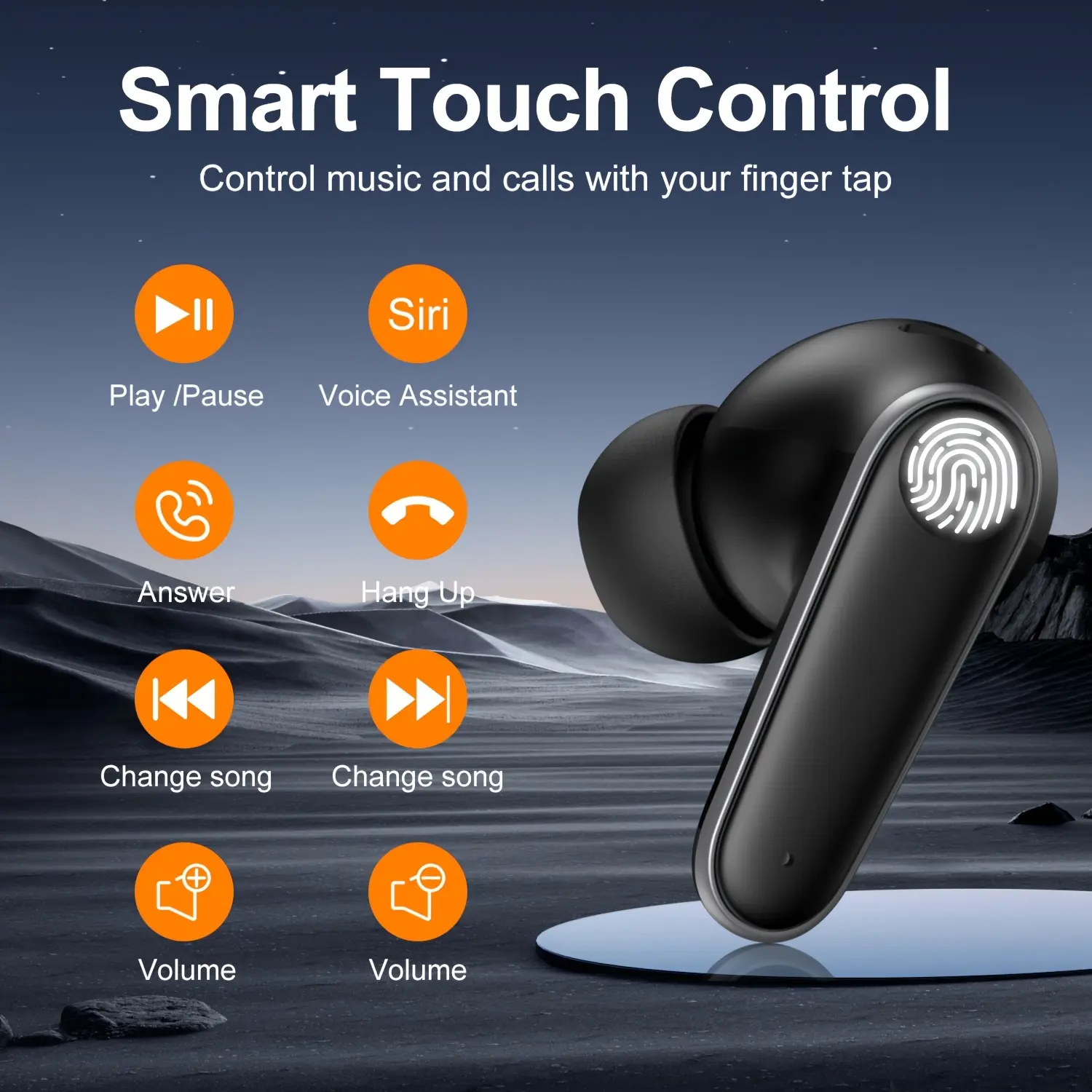 Portable In-Ear Headphones with Digital Display, Touch Control & Built-in Microphone - Wireless Calls & Gaming, USB-C Charging, Long Battery Life, Compatible with for iphone/Android, Business & Sports Use, Sleek Design, Comfortable Fit, Active Lifestyle, Sleek Earbuds, Modern Headphones, Durable Plastic, Textured Finish