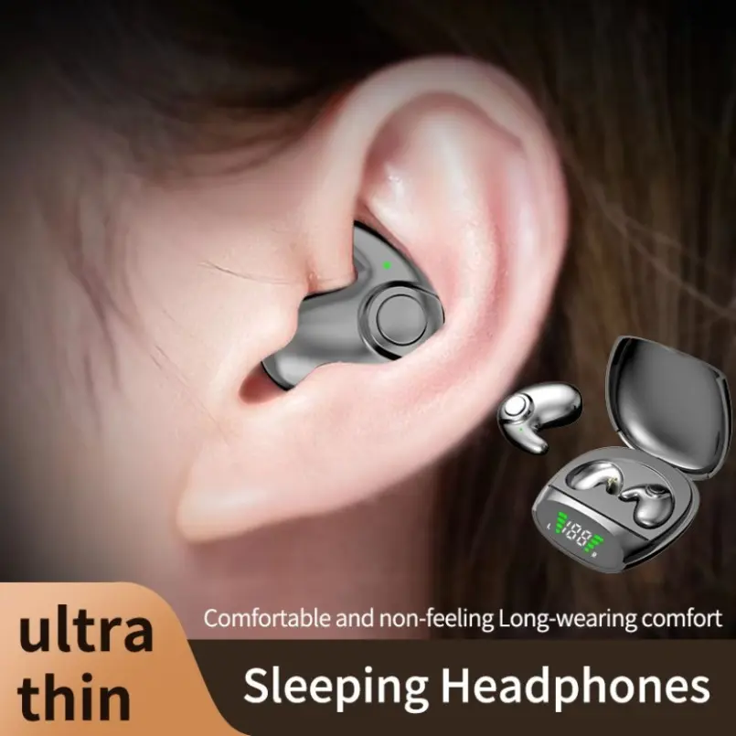 2025 New Real Wireless Earphones Sports In Ear Earplugs Sound Quality Ultra Thin Invisibility Sleep Headphones Hidden Earbuds Noise Cancelling Sport Headphones for All Smartphones Give to Family Work Friends Classmates Gift