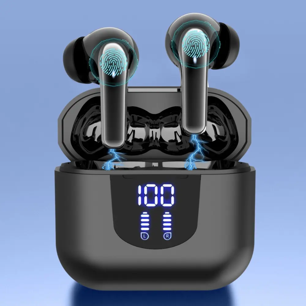 ANKRIYUL True Wireless Earbuds Stereo Headphones, HiFi Sport Headset with Charging Case High Quality in Ear Light-Weight Earphones for Phones, TV and Laptops