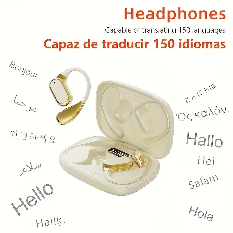 New wireless earphones, AI intelligent translation in 144 languages, real copper ring composite membrane speaker, long battery life, powerful bass, supports music playback control, compatible with all smartphone connections, Earbud Wireless, Earphones Wireless, Travel Headphones, Smart Translation Device, Portable Sound Device, Sleek Wireless Earphones, Durable Build, Highfidelity Audio, Noise Isolation Earbuds, Frequent Travelers, Professionals Onthego