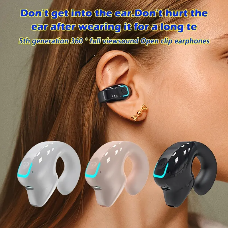 In-Ear Wireless Earphones, Clip-On Style, Motorcycle Headphones, Sports Earphones, Openear Style, Secure Fit, Plastic Build, Durable Earphones, Handsfree Calling, Clipon Earphones, Gamers, Commuters