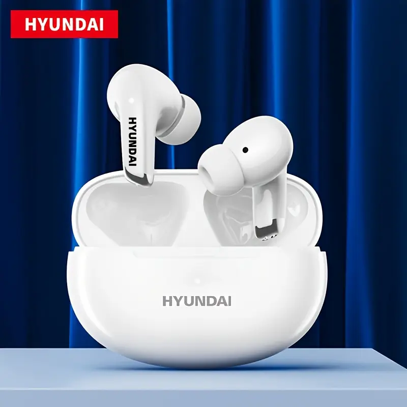 HYUNDAI LivePods 5 Wireless Wireless Earbuds with ENC Noise Control, Crystal Clear Sound, Touch Interface, USB-C Charging, 1.5W Power, Sleek Metallic Design - Flagship Excellence, Wireless Earbuds, Modern Earbuds, Durable Earbuds