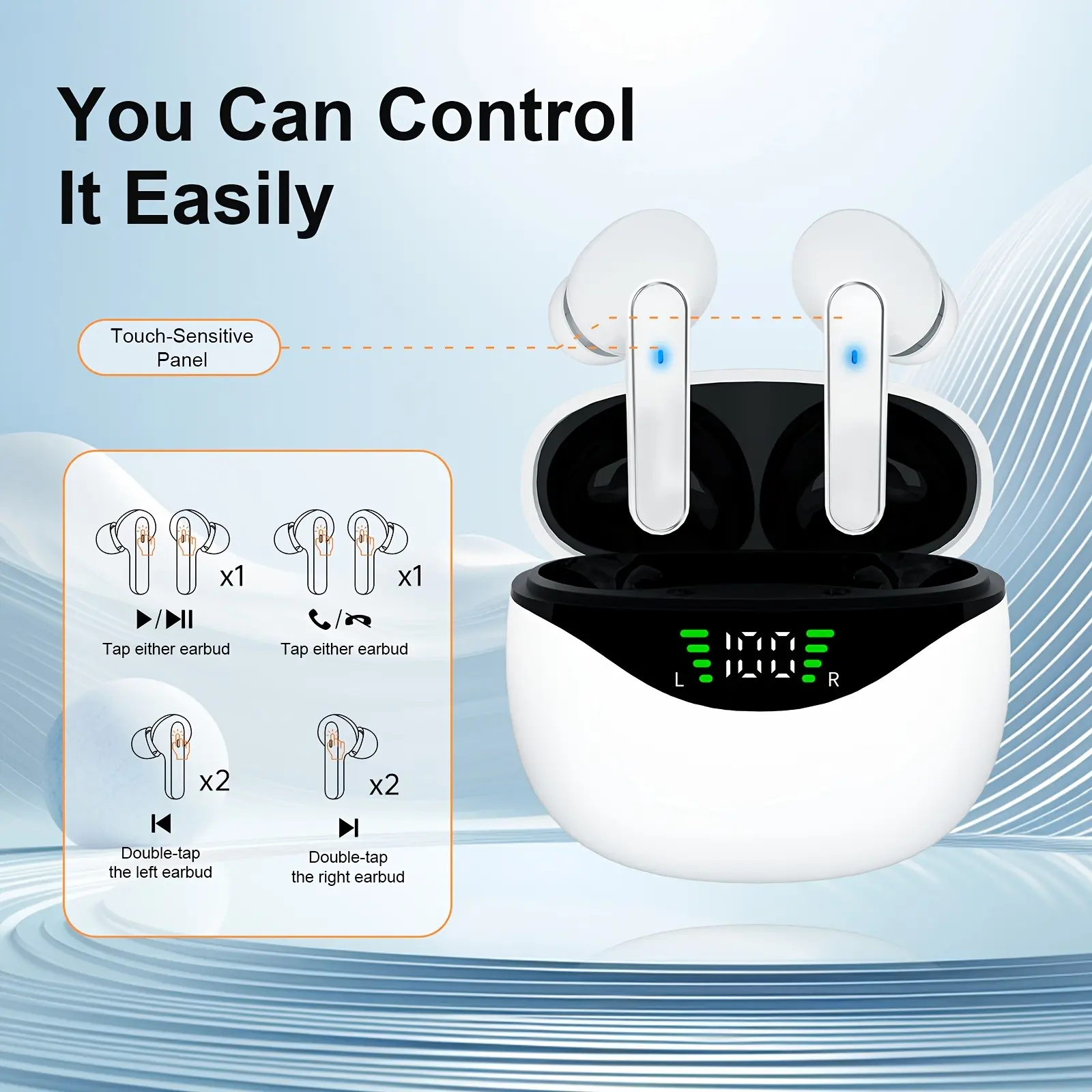 ANKRIYUL Wireless Stereo Earbuds with Charging Case - 6H Fast Charge, 144 Languages, 4 Translation Modes, 6H Playtime, USB-C Charging, Plastic Material, Ideal for Gaming & Business Use, Wireless Headphones, Versatile Audio Gear, Modern Headphones, Durable Headphones