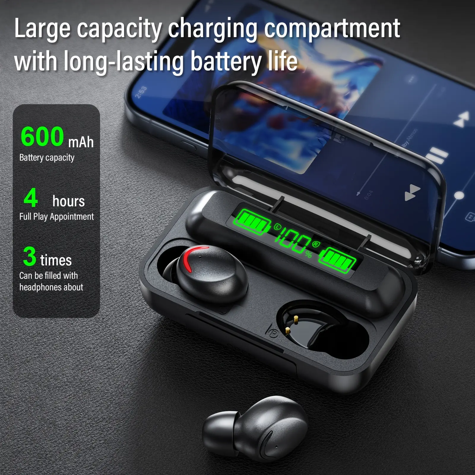 LAN XUN True Wireless Earbuds - Immersive Stereo Sound, Intuitive Touch Control, Ergonomic In-Ear Design, Sweat-Resistant Sport Headset with LED Display Charging Case for Real-Time Battery Status, Wireless Earbuds, Active Lifestyle Audio, Modern Audio Gear, Sweatresistant Earbuds, Workout Earphones, Sleek Design, Durable Earphones, Fitness Enthusiasts