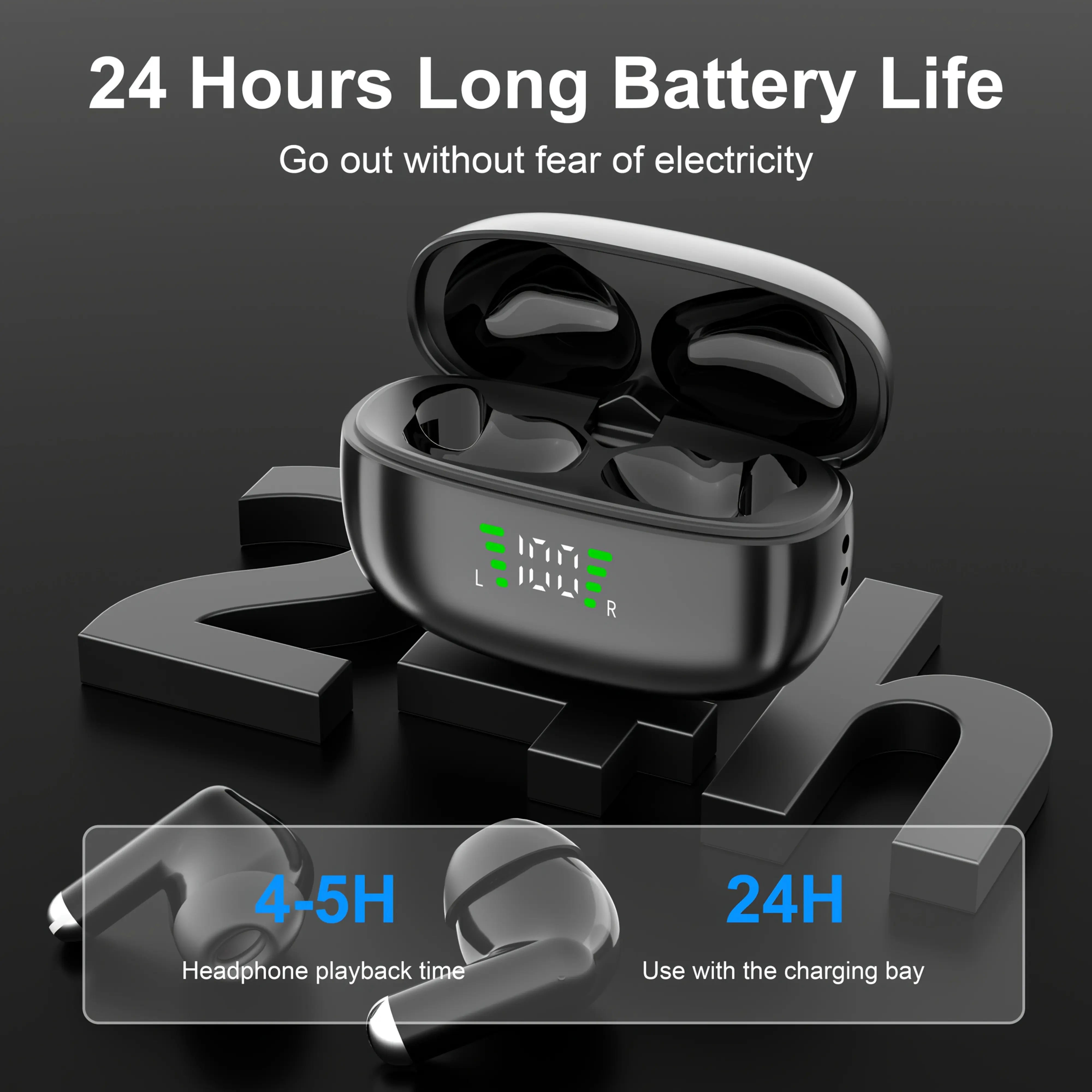 TWS Rotating Ear Hook Wireless Noise-Canceling Headphones, Long Battery Life with Deep Bass Hifi Stereo Sound and Microphone, Touch Control Operation, Type-C Rechargeable Case, Wireless Headphone, Travel Noise Cancellation, Gaming Audio Gear, Tws Wireless Headphones, Rotating Ear Hook Earbuds, Minimalist Tech Aesthetic, Low-Profile Design, Durable Plastic Build, Lightweight Construction