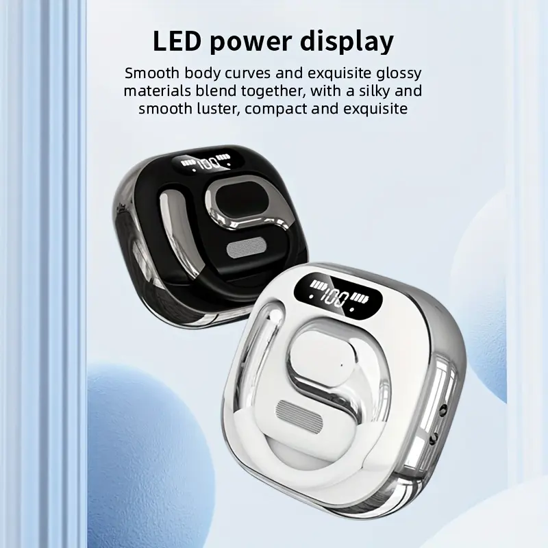 OWS Wireless Earbuds with Display, Hanging Design, HIFI Sound Quality, Small Square Shape, Zero Delay, Quick Charge, Ultra-Long Battery Life, Perfect for Study, Business, and Travel